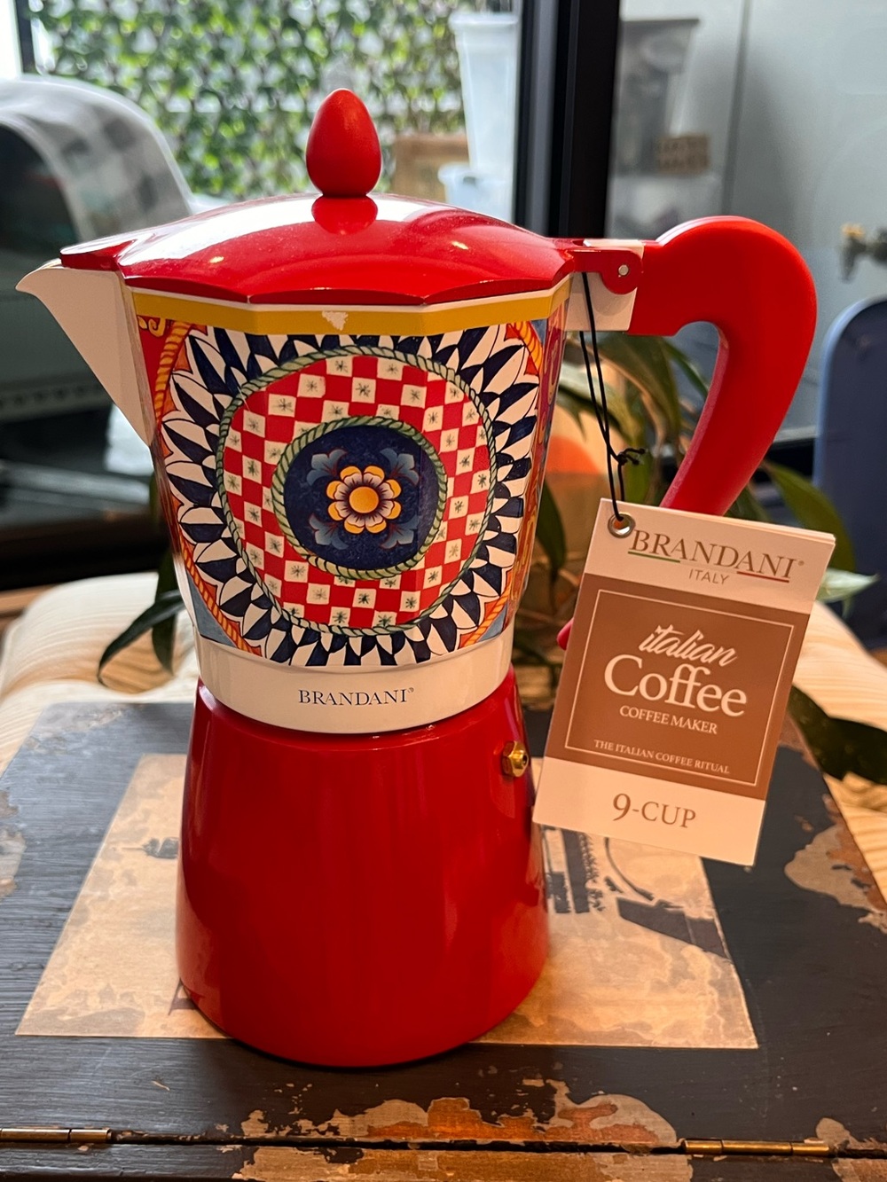 Brandani 9-Cup Italian Coffee/Espresso Maker New with tags Red